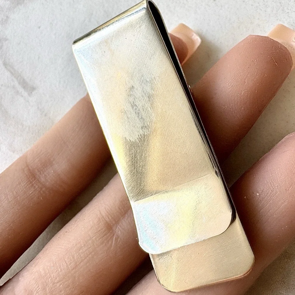 Navajo Natural Turquoise Coral Money Clip Silver 2in Mens Gift Handmade Arviso